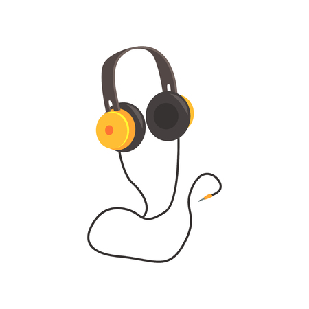 Yellow headphones, cartoon vector Illustrationのイラスト素材