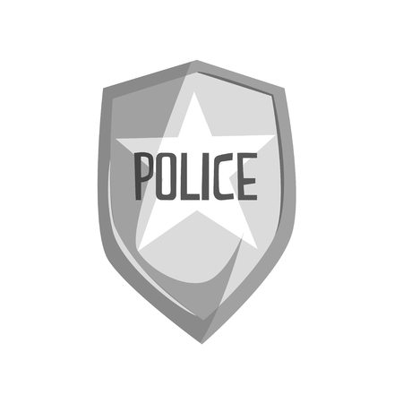 Silver police security badge cartoon vector Illustrationのイラスト素材