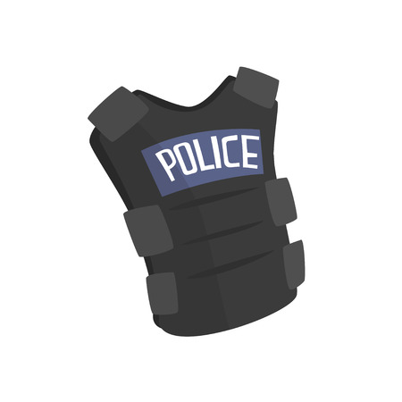 Police flak jacket or bulletproof vest cartoon vector Illustrationのイラスト素材