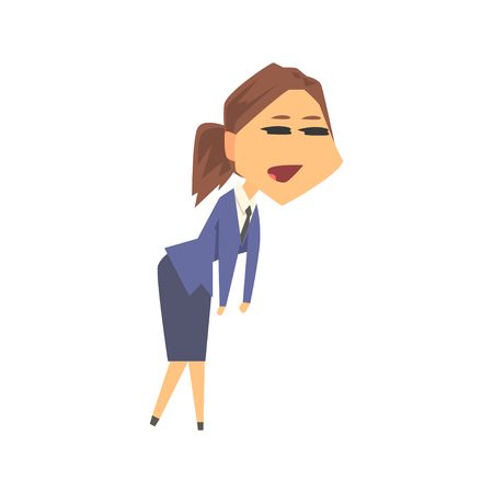Young businesswoman character in formal wear feeling tired, business person having a lot of work cartoon vector illustrationのイラスト素材