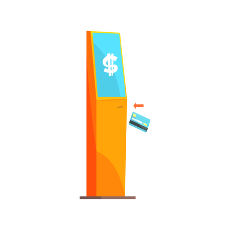 Self service terminal, online payment system, interactive kiosk cartoon vector illustrationのイラスト素材