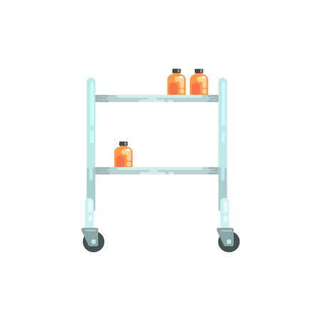 Glass table on wheels, medical equipment vector Illustrationのイラスト素材