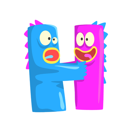 Cartoon character monster letter Hのイラスト素材