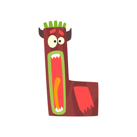 Cartoon character monster letter Lのイラスト素材