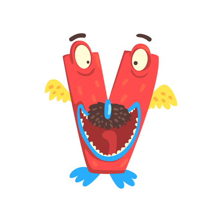 Cartoon character monster letter Vのイラスト素材