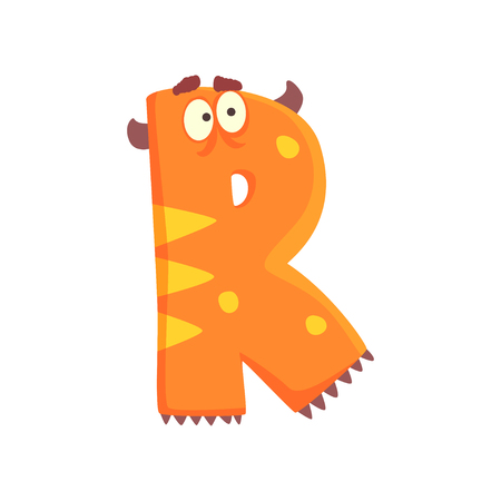 Cartoon character monster letter Rのイラスト素材