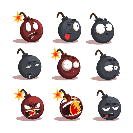 Cartoon bomb emotions setのイラスト素材