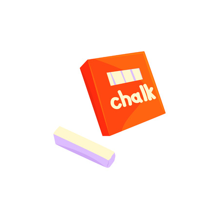 Red chalk box, sticks of white chalk cartoon vector Illustrationのイラスト素材
