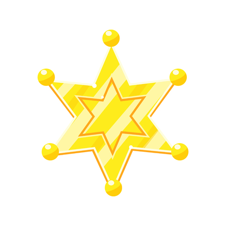 Sheriff marshal golden cartoon glossy star vector Illustration isolated on a white backgroundのイラスト素材
