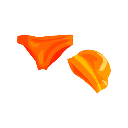 Trunks and silicone cap for swimming poolのイラスト素材