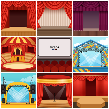 Different colorful cartoon stages setのイラスト素材