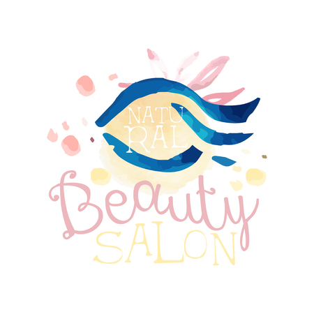 Natural beauty salon , label for hair or beauty studio, cosmetics shop, spa center watercolor vector Illustrationのイラスト素材
