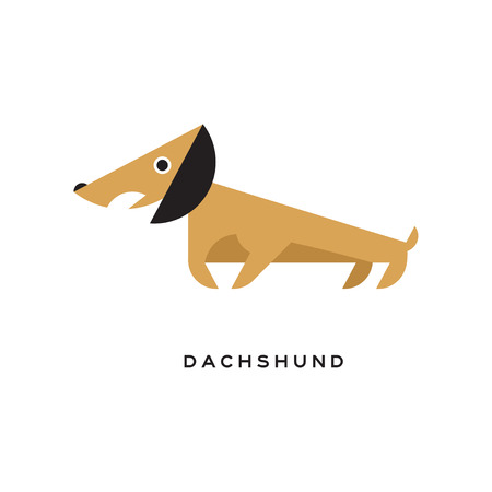 Cartoon brown dachshund puppy character iconのイラスト素材