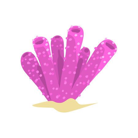Beautiful purple sponge coral in tube or vase shape. Aquatic plant from tropical reefs. Sea and ocean wildlife conceptのイラスト素材
