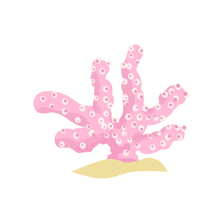 Flat vector illustration of pink coral with cylindrical branches from tropical reefs. Tropical sea lifeのイラスト素材
