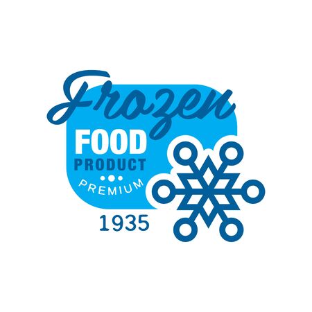 Frozen food product premium since 1935, sticker with snowflake sign vector Illustrationのイラスト素材