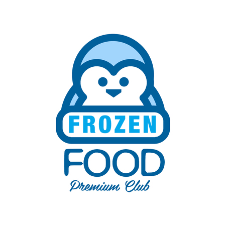 Frozen food premium club, label for freezing with penguin vector Illustrationのイラスト素材