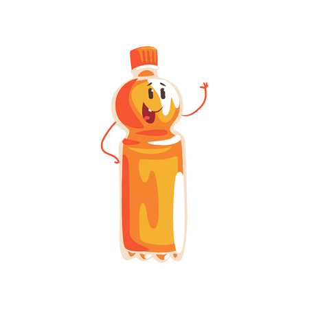 Soft soda drink bottle cartoon character, element for menu of cafe, restaurant, kids food, vector Illustrationのイラスト素材