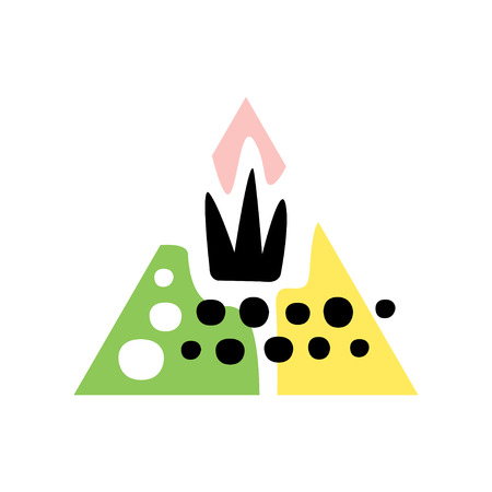 Colorful abstract geometric textures in a triangle, trendy colors and shapes vector illustration on a white backgroundのイラスト素材
