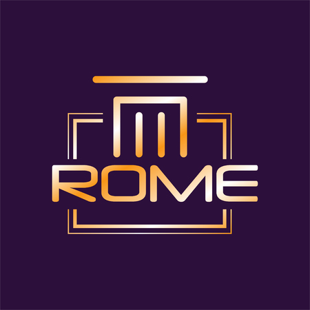 Minimalist of Rome city in gradient color. Capital of Italy. Creative geometric icon with roman columnのイラスト素材