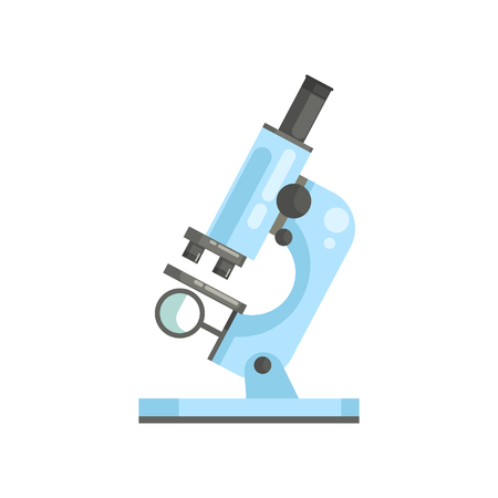 Flat vector of optical laboratory microscope in flat style. Professional scientific or medical lab equipment for researchers and experimentsのイラスト素材