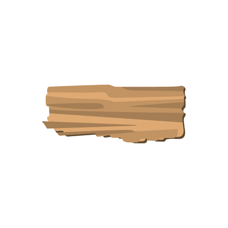 Brown pieces of broken plank isolated on white background. Vector illustration of detailed cartoon element in flat style.のイラスト素材