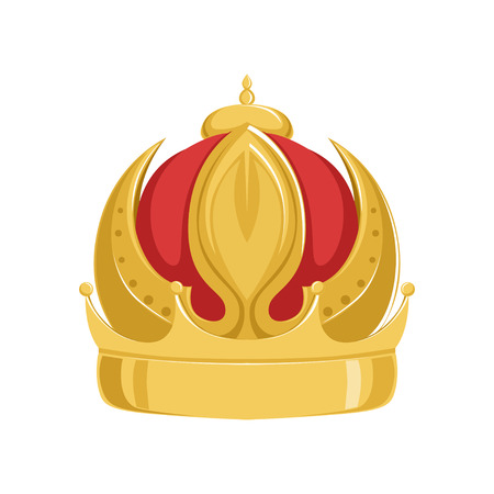 Golden emperor ancient crown with red velvet, , classic heraldic imperial sign vector Illustrationのイラスト素材
