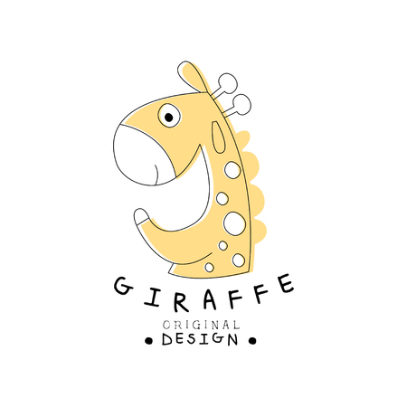 Giraffe design, sweet animal label easy editable for Your design hand drawn vector Illustrationのイラスト素材