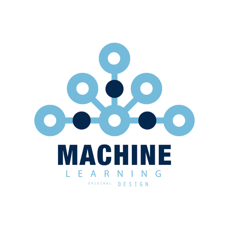 Abstract technology in flat style. Machine learning symbol. Artificial intelligence concept. Geometric vector design for business card, poster, label or badgeのイラスト素材