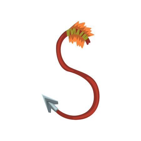Cartoon letter S formed by wooden arrow with steel tip. Concept of English alphabet, ABC. Original text font in flat style.のイラスト素材