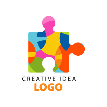 Creative idea geometric logo concept design template with abstract colorful puzzle piece.のイラスト素材