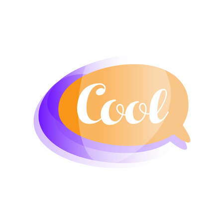 Creative colored speech bubble with short phrase Cool . Icon in gradient purple and orange color.のイラスト素材