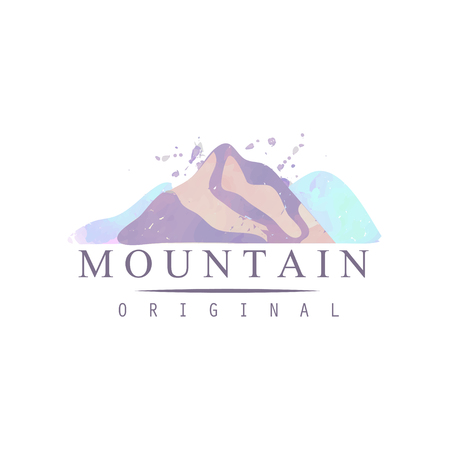 Mountain original logo template, tourism, hiking and outdoor adventures emblem, retro wilderness badge vector Illustration on a white backgroundのイラスト素材