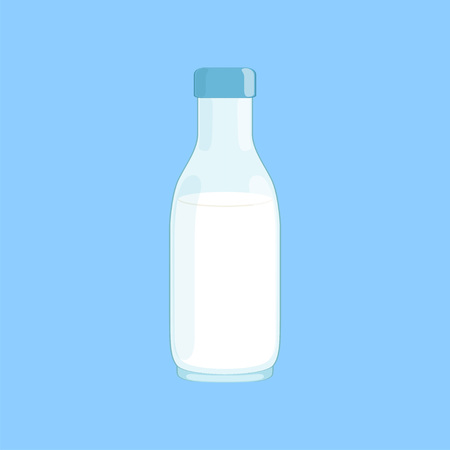 Filled bottle with milk, fresh and healthy dairy product vector illustrationのイラスト素材