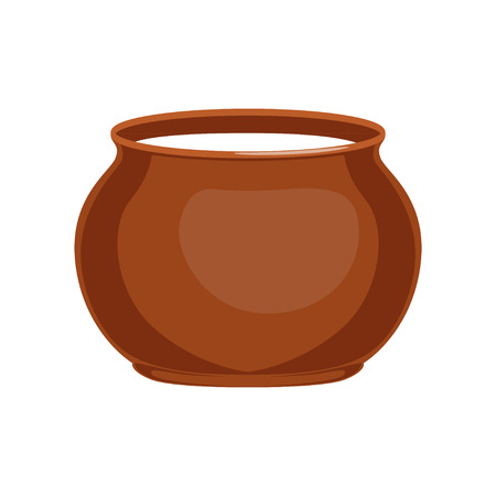 Sour cream in clay pot, fresh and healthy dairy product vector illustrationのイラスト素材