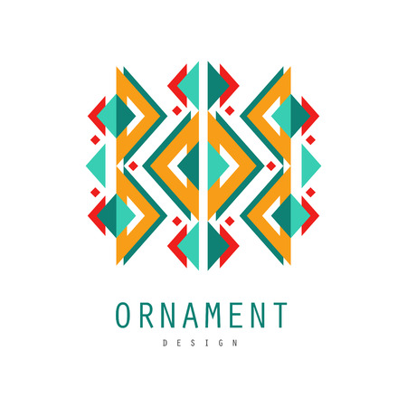 Ornament logo design, template for label, ornate pattern with geometric shapes vector Illustration on a white backgroundのイラスト素材