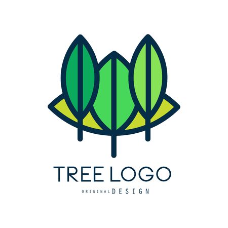 Tree icon original design, eco bio badge, abstract organic element vector illustration isolated on a white backgroundのイラスト素材