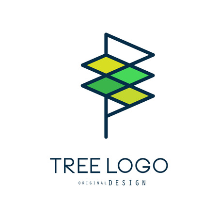 Tree logo templete original design, abstract organic element vector illustration isolated on a white backgroundのイラスト素材