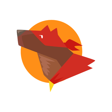 Head of superhero dog against the sun, super dog dressed in red cape and mask cartoon vector Illustration isolated on a white backgroundのイラスト素材