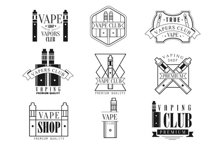 Vape club black and white emblems.のイラスト素材