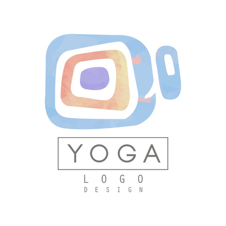 Abstract template for yoga studio or meditation center. Watercolor painting. Alternative medicine and wellness concept. Healthy lifestyle. Hand drawn vector designのイラスト素材