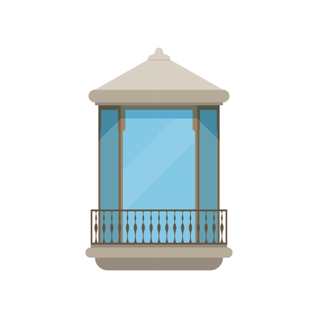 Balcony of a modern house vector Illustration on a white backgroundのイラスト素材