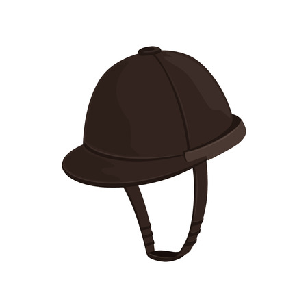 Black riding helmet, equestrian professional sport element vector Illustrationのイラスト素材