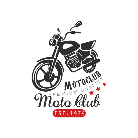 Motor club logo, premium quality 1979, design element for motor or biker club, motorcycle repair shop, print for clothing vector Illustration on a white backgroundのイラスト素材