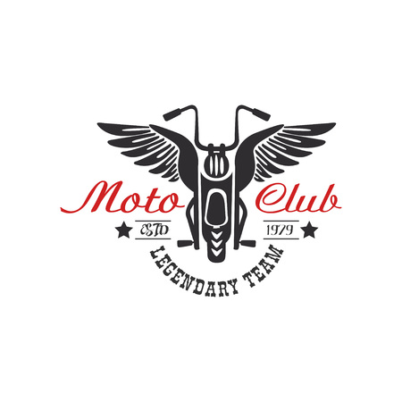 Moto club icon, legendary team, estd 1979, design element for motor or biker club, motorcycle repair shop, print for clothing vector illustration on a white background.のイラスト素材