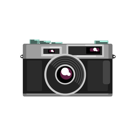 Retro photo slr camera vector Illustration on a white backgroundのイラスト素材