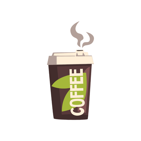 Take away coffee cardboard cup with lid vector illustration isolated on a white background.のイラスト素材
