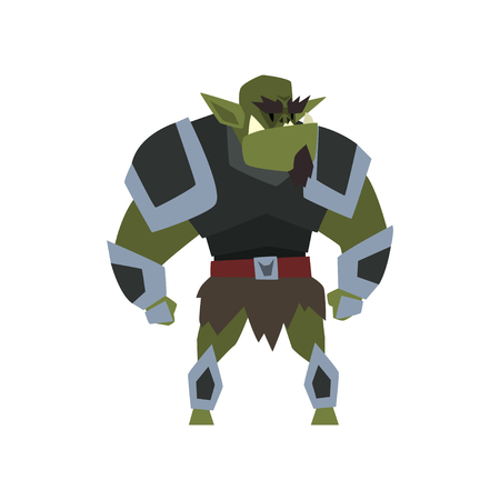 Green fantasy magical warrior creature character vector Illustration on a white backgroundのイラスト素材