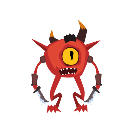 One eyed warrior monster fantasy magical creature character vector Illustration on a white backgroundのイラスト素材