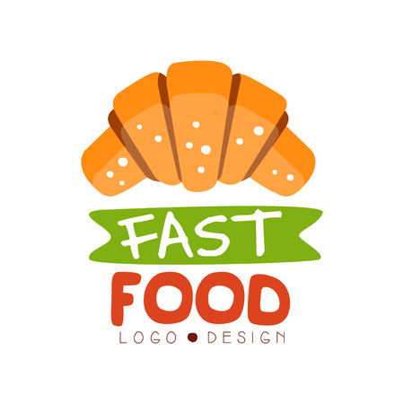 Fast food design, badge with croissant sign, fast food menu vector Illustration on a white backgroundのイラスト素材